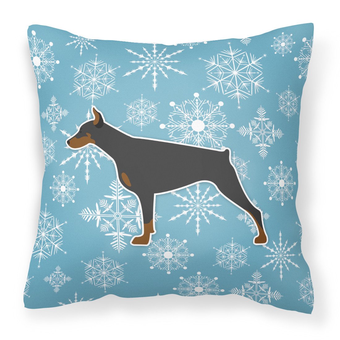 Winter Snowflake Doberman Pinscher Fabric Decorative Pillow BB3560PW1818 by Caroline&#39;s Treasures