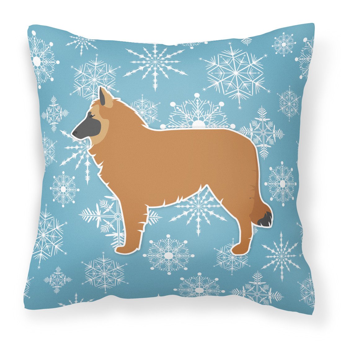 Winter Snowflake Belgian Shepherd Fabric Decorative Pillow BB3561PW1818 by Caroline&#39;s Treasures