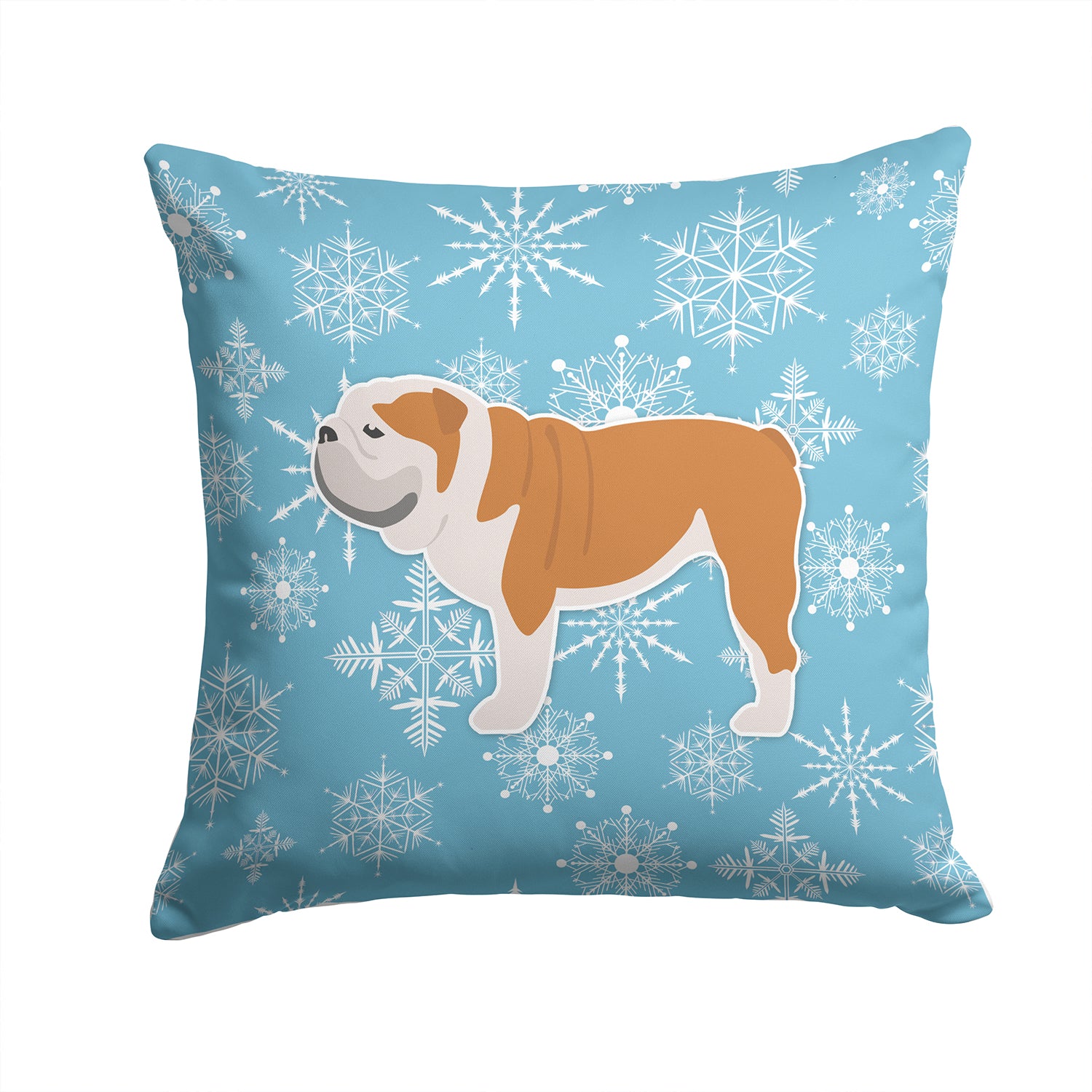Winter Snowflake English Bulldog Fabric Decorative Pillow BB3562PW1414 - the-store.com