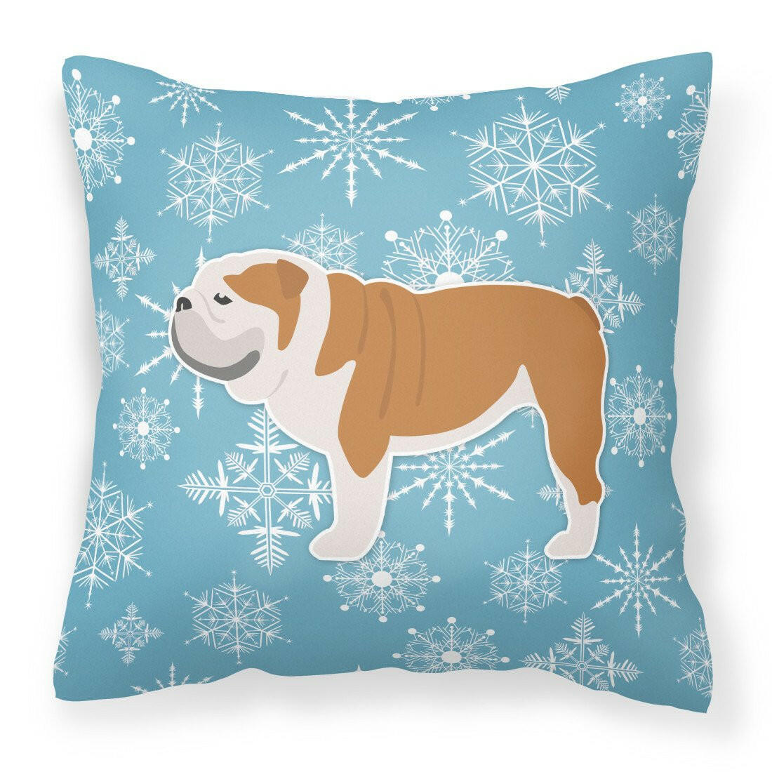 Winter Snowflake English Bulldog Fabric Decorative Pillow BB3562PW1818 by Caroline&#39;s Treasures