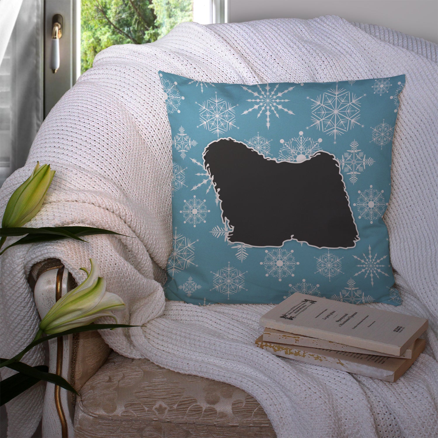 Winter Snowflake Puli Fabric Decorative Pillow BB3563PW1414 - the-store.com