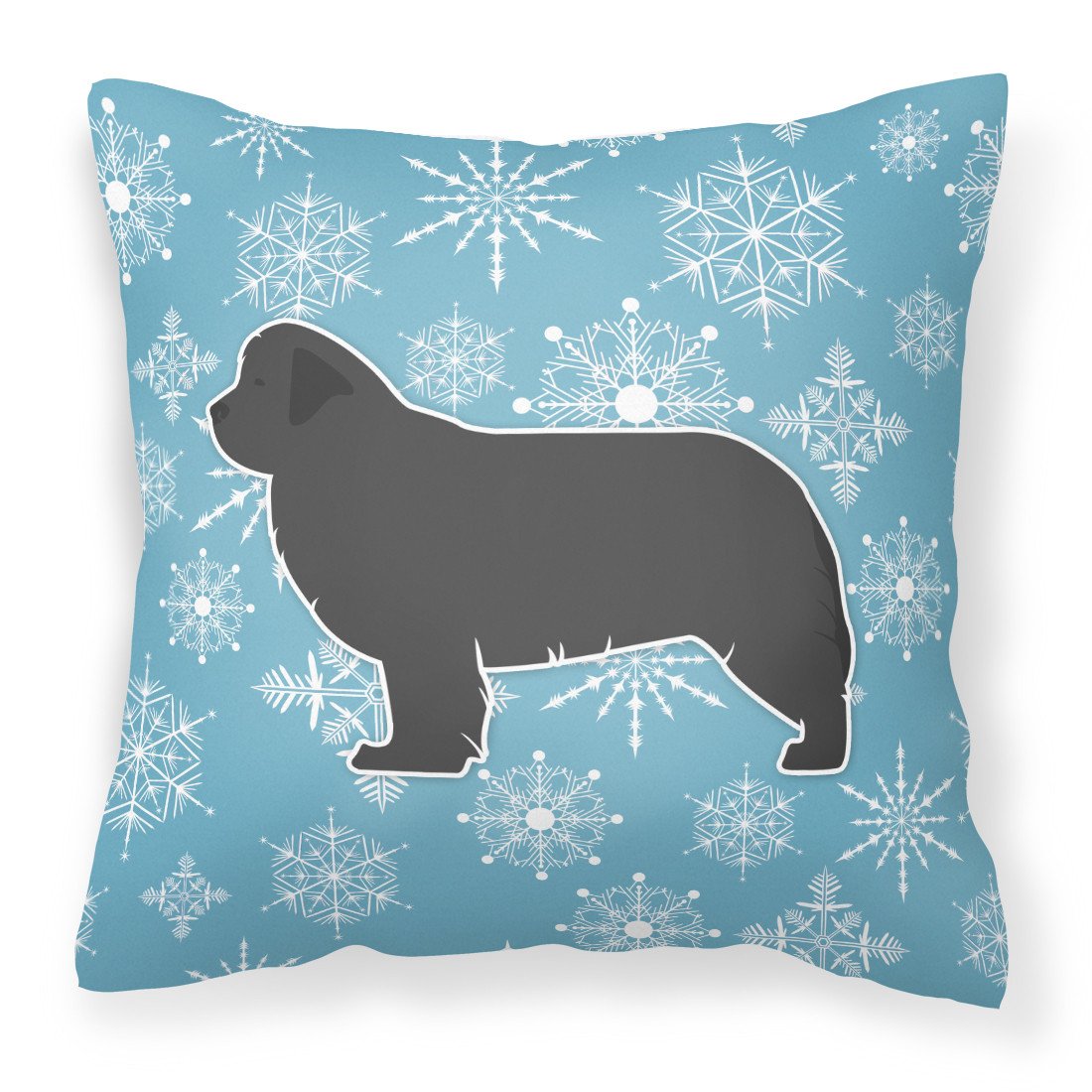 Winter Snowflake Newfoundland Fabric Decorative Pillow BB3564PW1818 by Caroline&#39;s Treasures