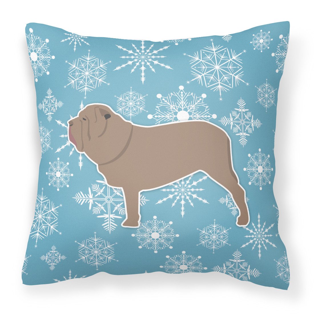Winter Snowflake Neapolitan Mastiff Fabric Decorative Pillow BB3565PW1818 by Caroline's Treasures