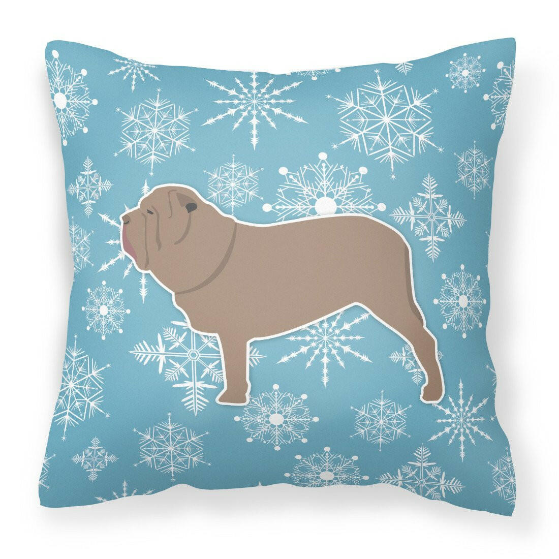 Winter Snowflake Neapolitan Mastiff Fabric Decorative Pillow BB3565PW1818 by Caroline&#39;s Treasures