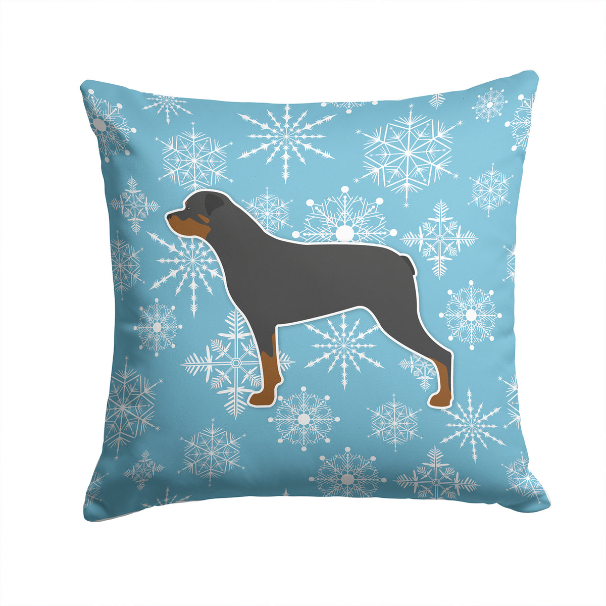 Winter Snowflake Rottweiler Fabric Decorative Pillow BB3566PW1414 - the-store.com
