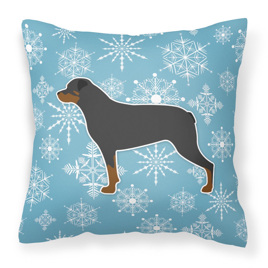 Winter Snowflake Rottweiler Fabric Decorative Pillow BB3566PW1818 by Caroline&#39;s Treasures