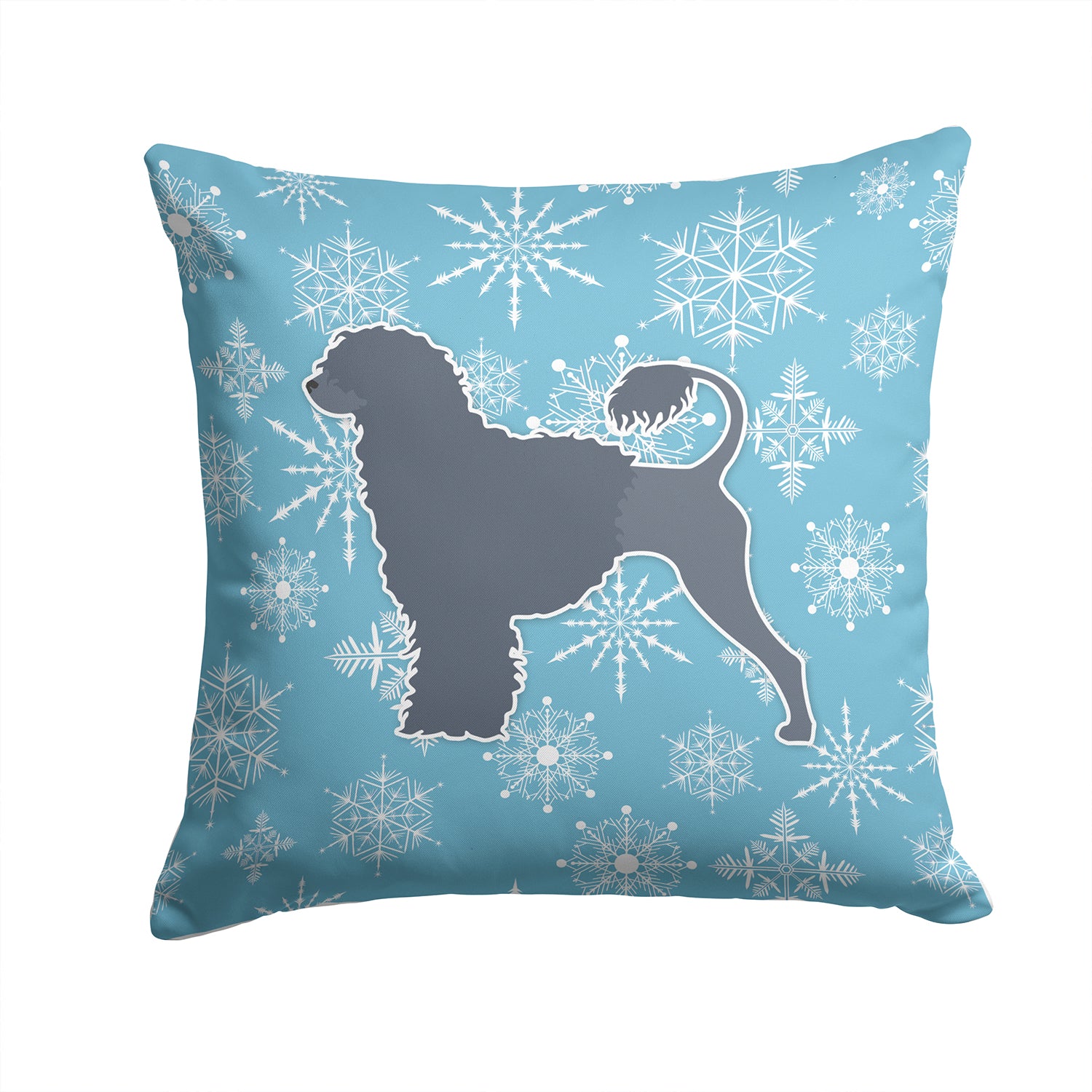 Winter Snowflake Portuguese Water Dog Fabric Decorative Pillow BB3568PW1414 - the-store.com