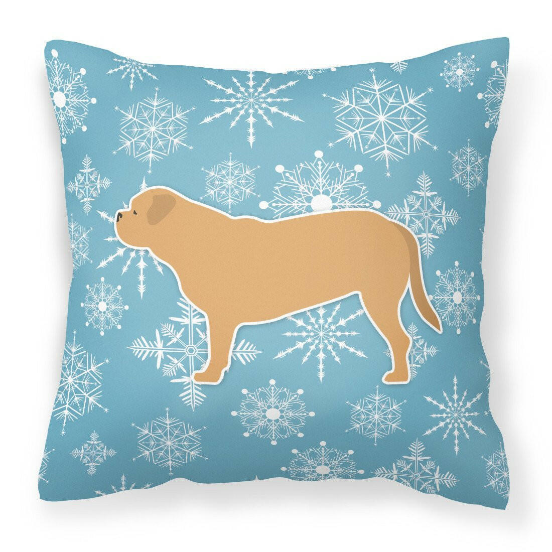 Winter Snowflake Dogue de Bordeaux Fabric Decorative Pillow BB3570PW1818 by Caroline&#39;s Treasures
