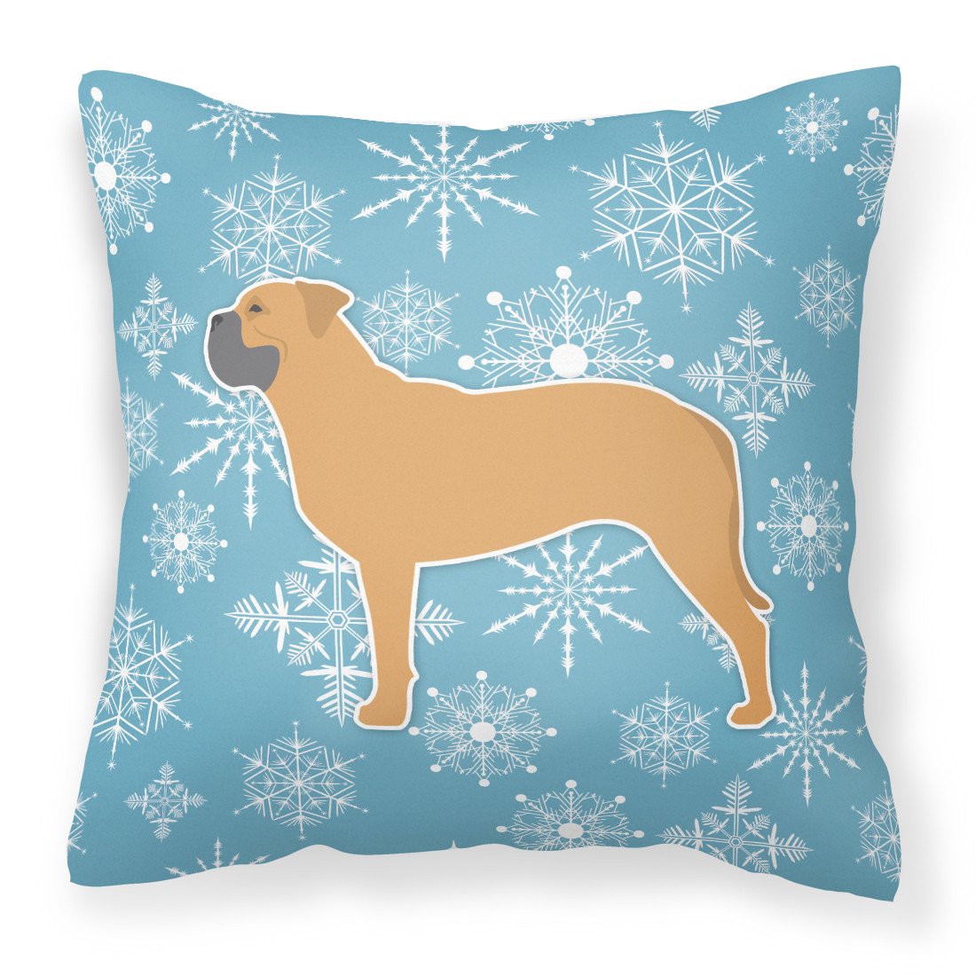 Winter Snowflake Bullmastiff Fabric Decorative Pillow BB3571PW1818 by Caroline&#39;s Treasures