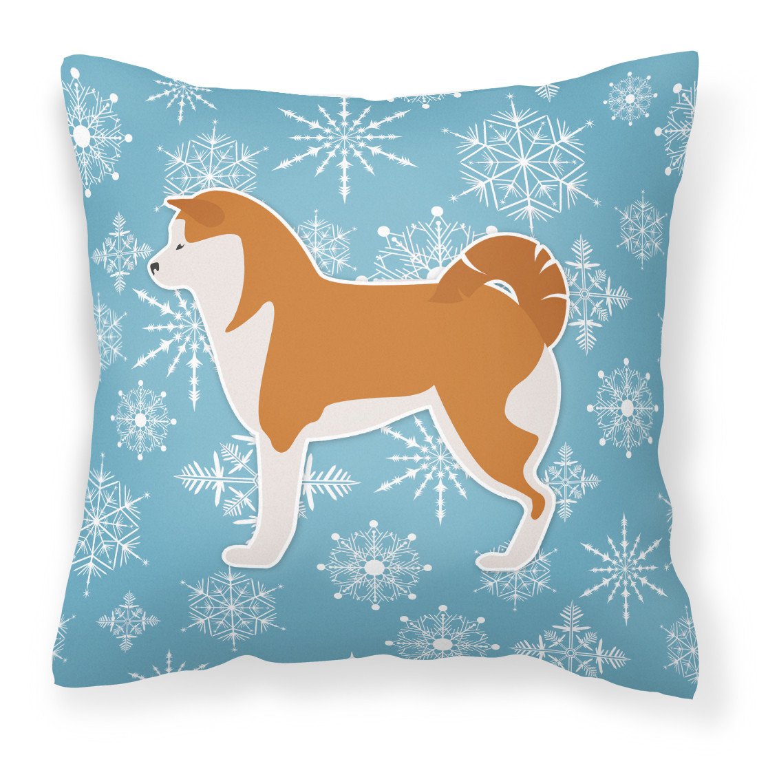 Winter Snowflake Akita Fabric Decorative Pillow BB3572PW1818 by Caroline&#39;s Treasures