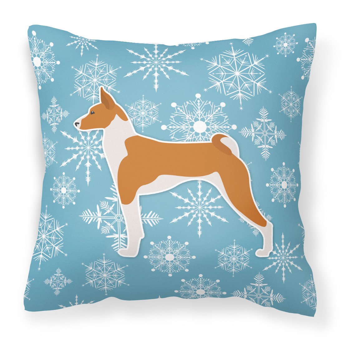 Winter Snowflake Basenji Fabric Decorative Pillow BB3574PW1818 by Caroline&#39;s Treasures
