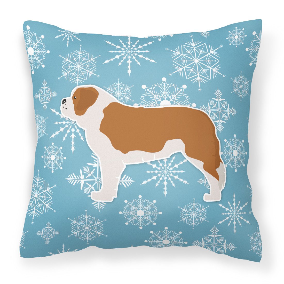 Winter Snowflake Saint Bernard Fabric Decorative Pillow BB3576PW1818 by Caroline&#39;s Treasures