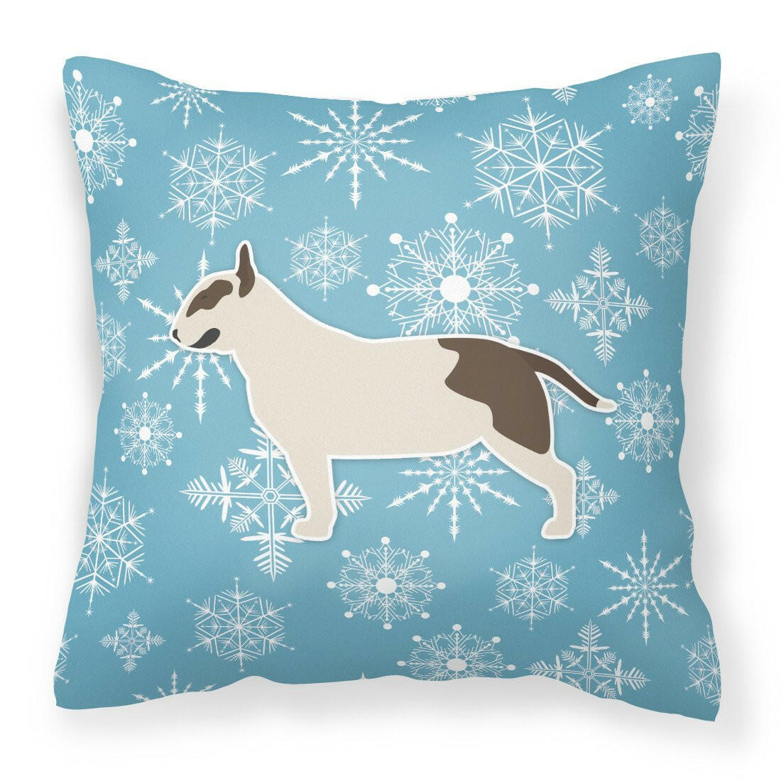 Winter Snowflake Bull Terrier Fabric Decorative Pillow BB3578PW1818 by Caroline&#39;s Treasures