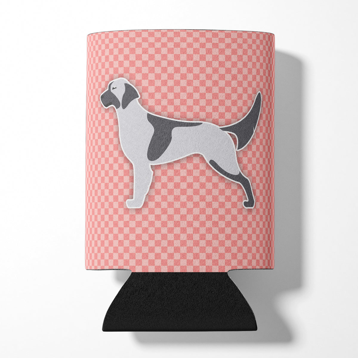 English Setter Checkerboard Pink Can or Bottle Hugger BB3581CC