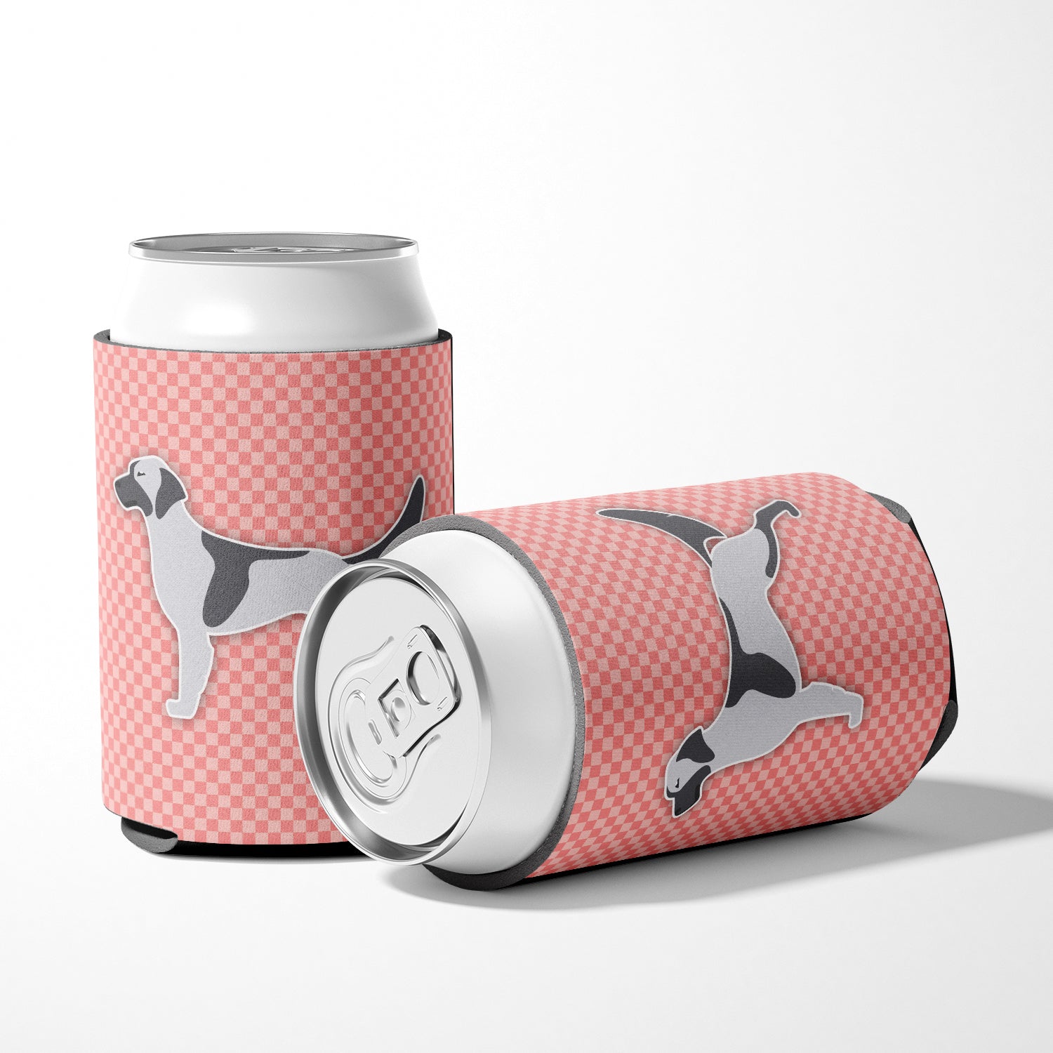 English Setter Checkerboard Pink Can or Bottle Hugger BB3581CC