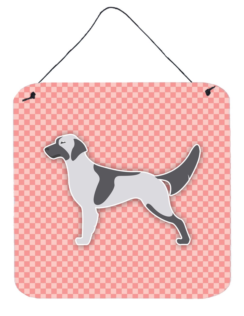 English Setter Checkerboard Pink Wall or Door Hanging Prints BB3581DS66 by Caroline&#39;s Treasures