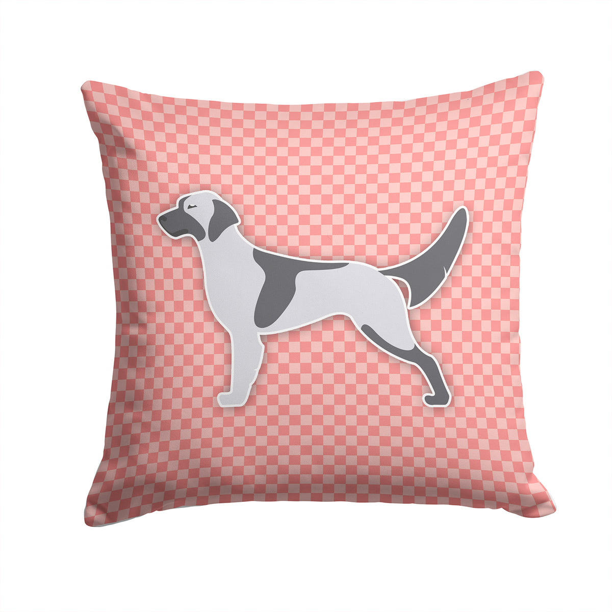 English Setter Checkerboard Pink Fabric Decorative Pillow BB3581PW1414 - the-store.com