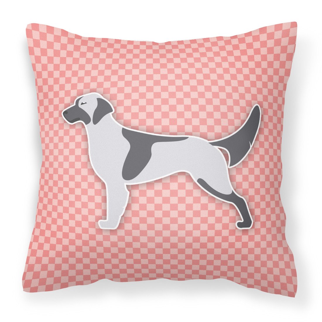English Setter Checkerboard Pink Fabric Decorative Pillow BB3581PW1818 by Caroline&#39;s Treasures