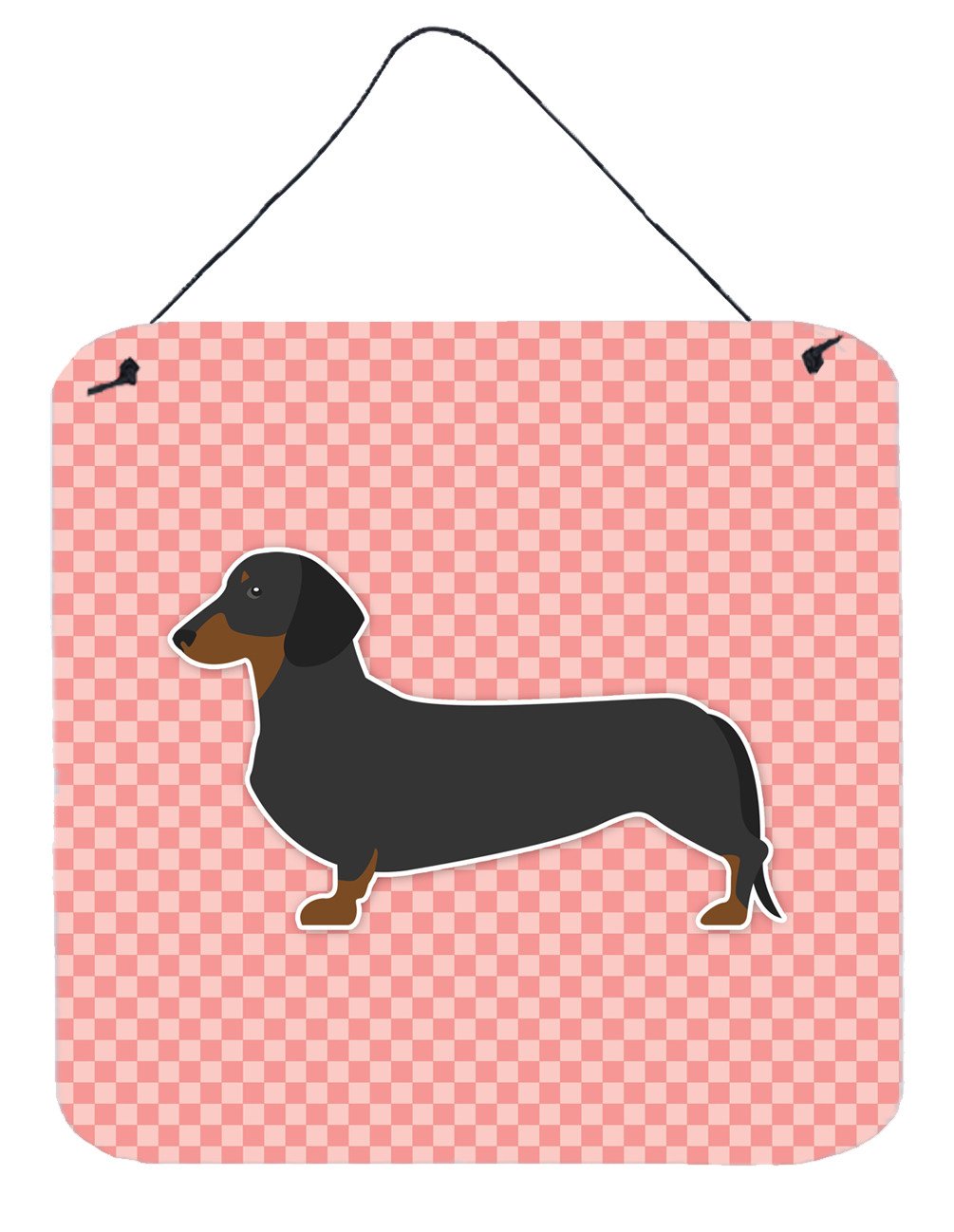 Dachshund Checkerboard Pink Wall or Door Hanging Prints BB3582DS66 by Caroline's Treasures