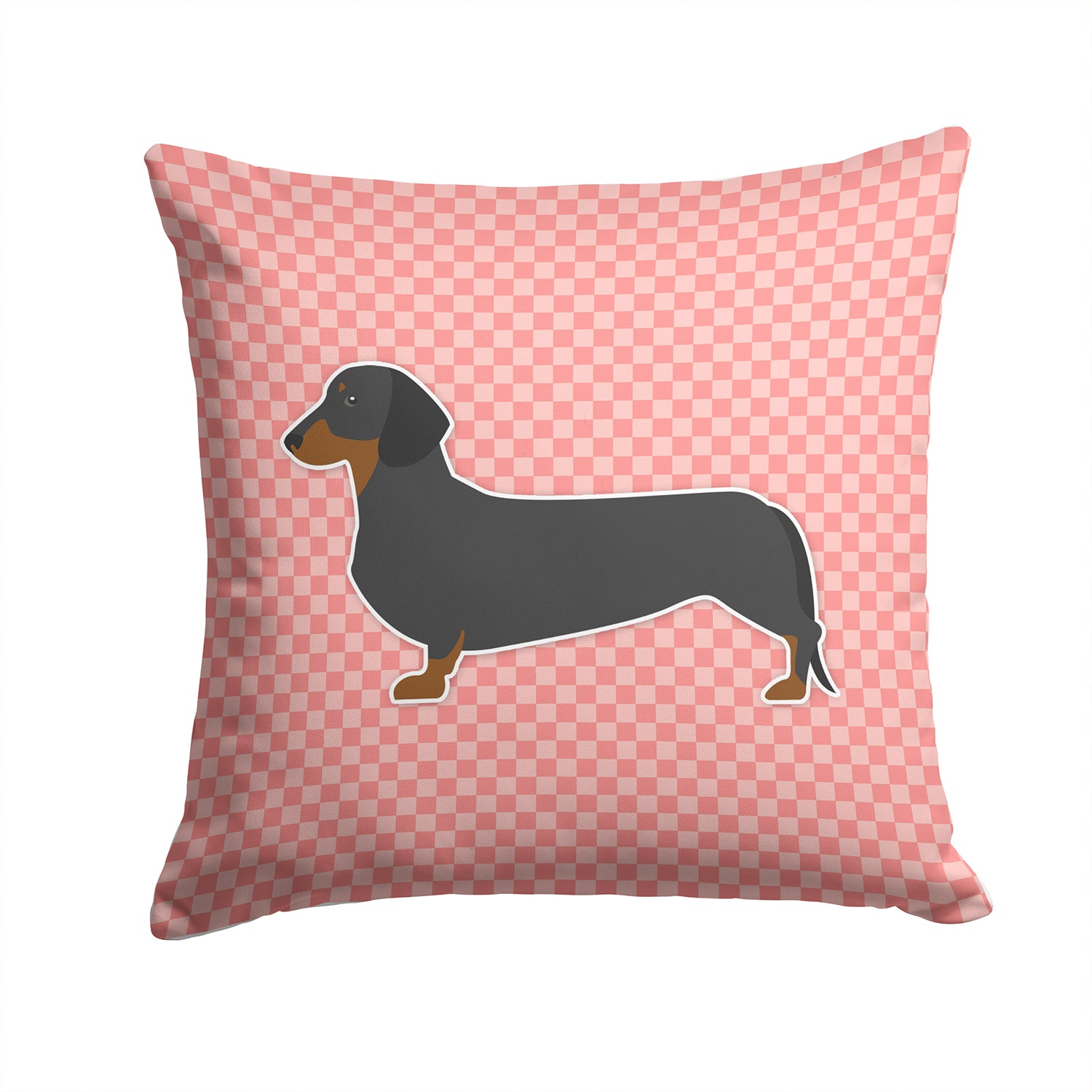 Dachshund Checkerboard Pink Fabric Decorative Pillow BB3582PW1414 - the-store.com