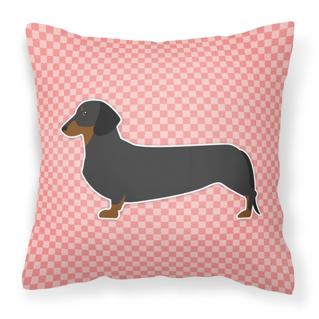 Dachshund Checkerboard Pink Fabric Decorative Pillow BB3582PW1818 by Caroline's Treasures