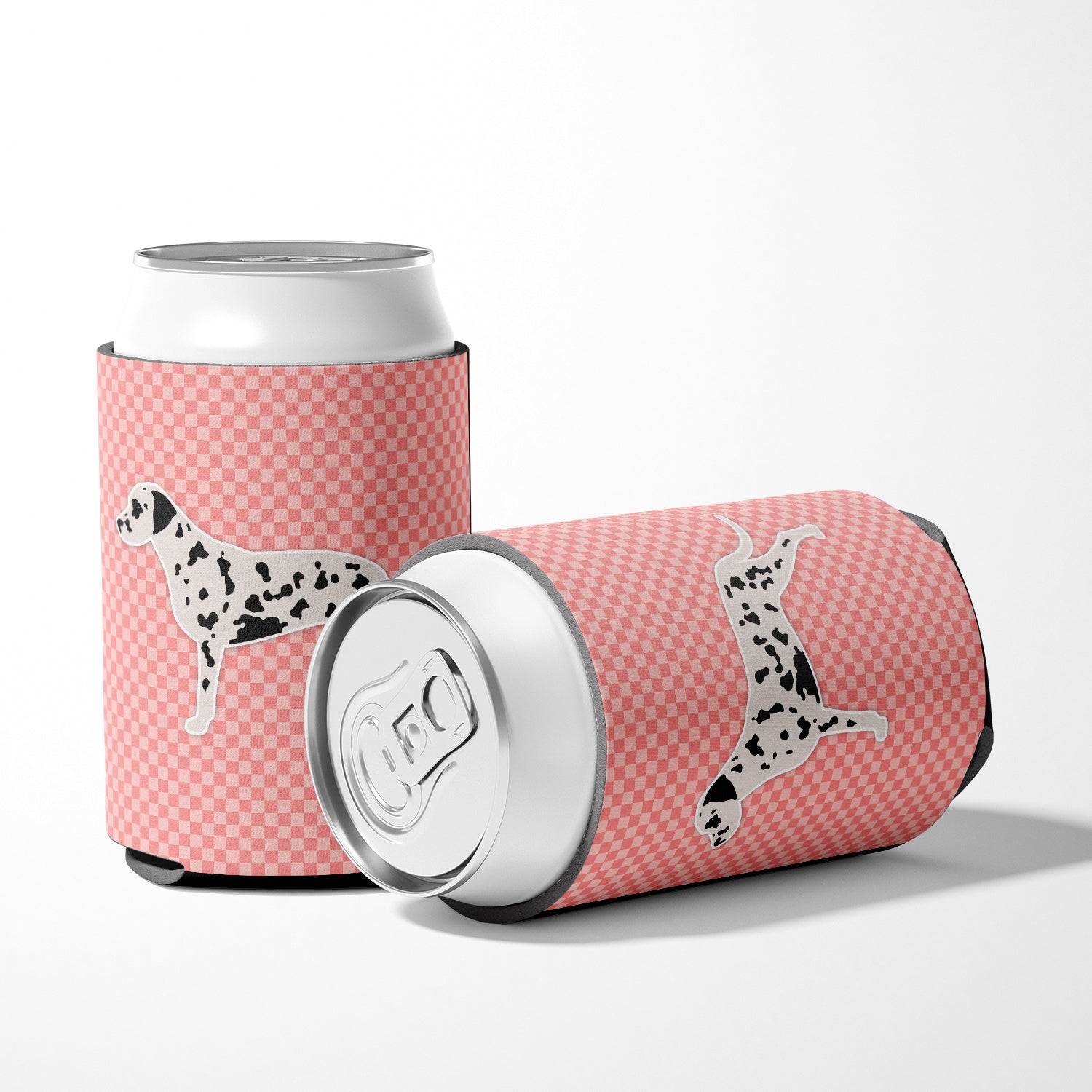 Dalmatian Checkerboard Pink Can or Bottle Hugger BB3583CC