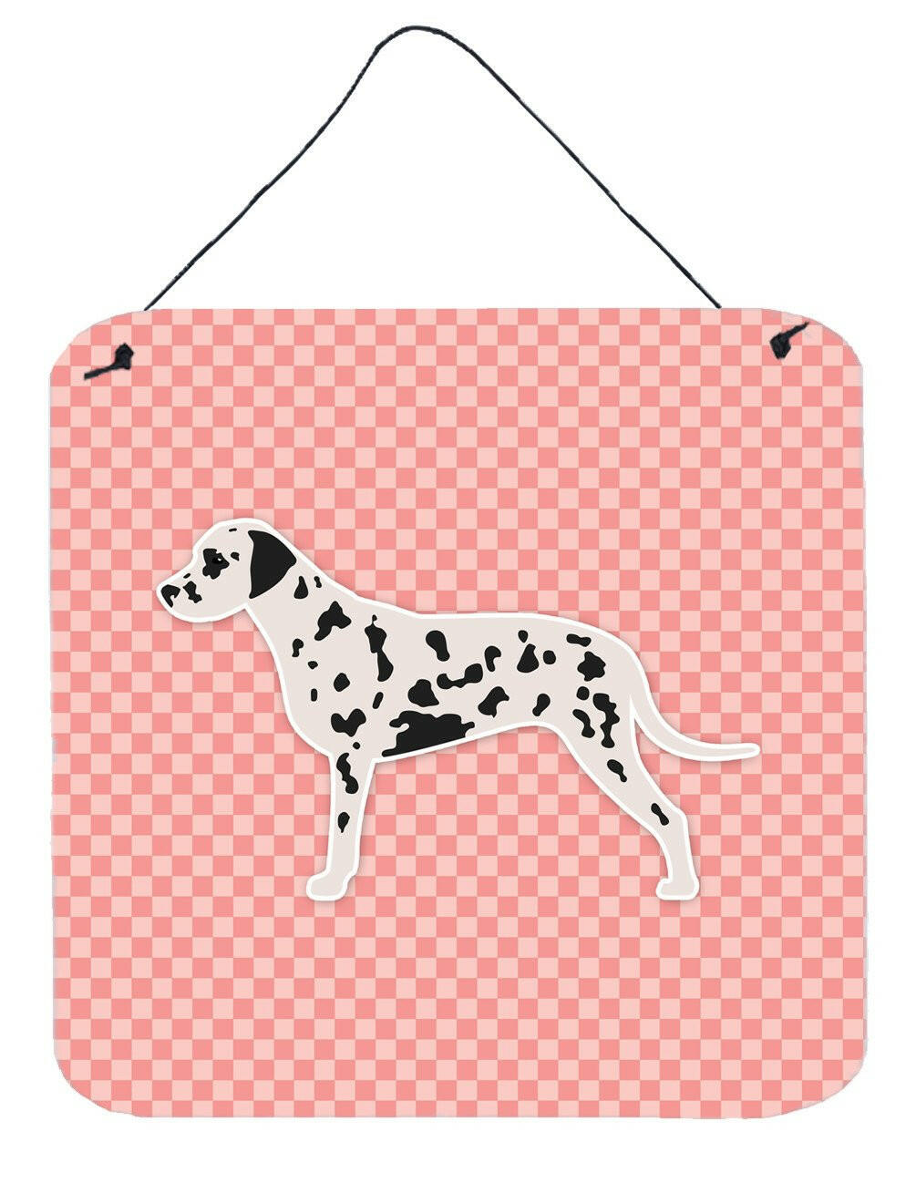 Dalmatian Checkerboard Pink Wall or Door Hanging Prints BB3583DS66 by Caroline&#39;s Treasures