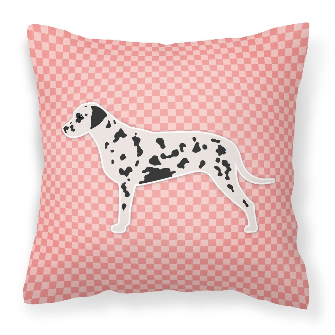 Dalmatian Checkerboard Pink Fabric Decorative Pillow BB3583PW1818 by Caroline&#39;s Treasures
