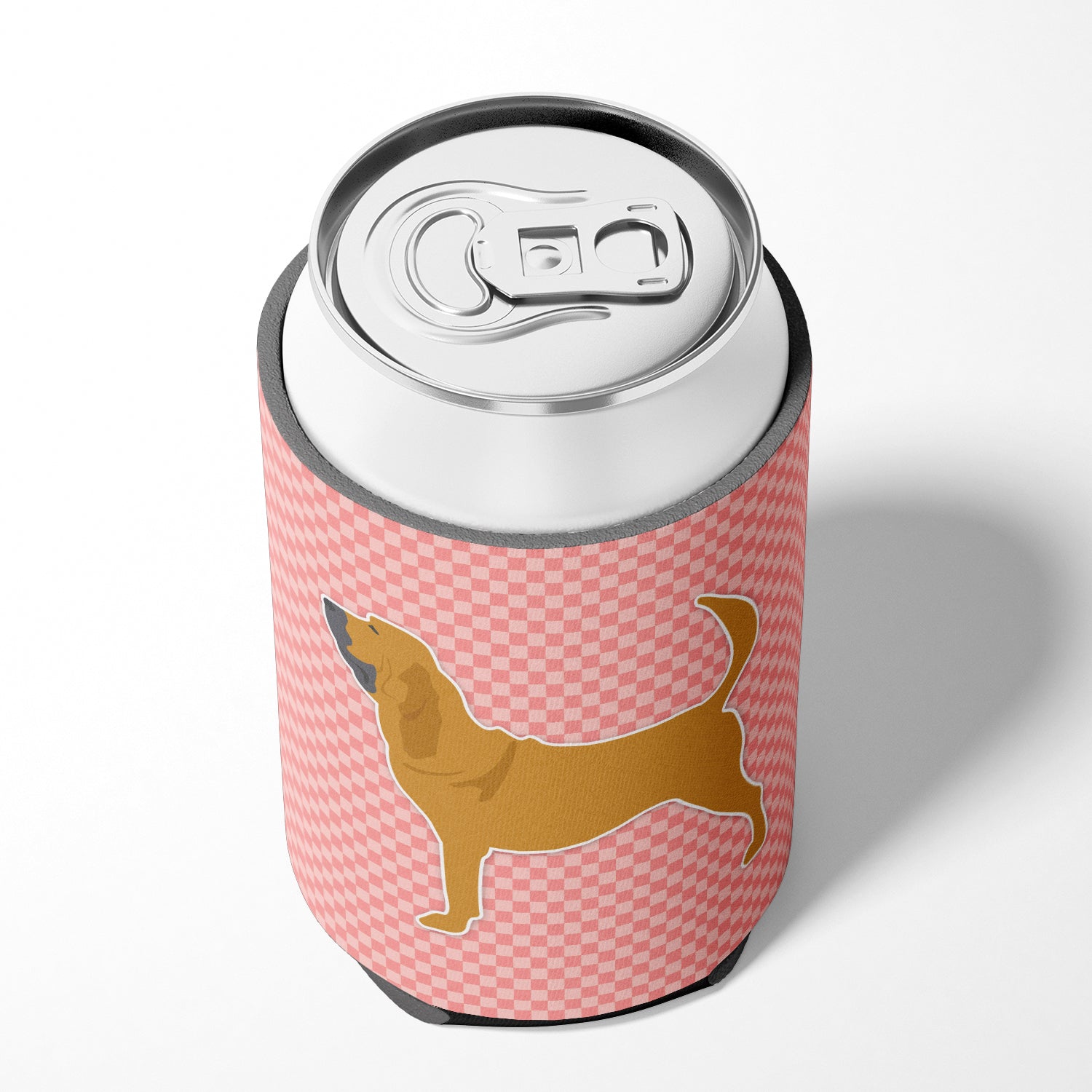Bloodhound Checkerboard Pink Can or Bottle Hugger BB3584CC