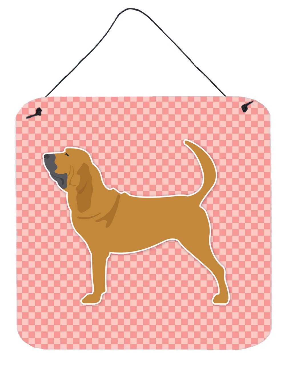 Bloodhound Checkerboard Pink Wall or Door Hanging Prints BB3584DS66 by Caroline&#39;s Treasures