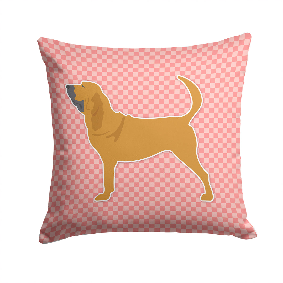 Bloodhound Checkerboard Pink Fabric Decorative Pillow BB3584PW1414 - the-store.com