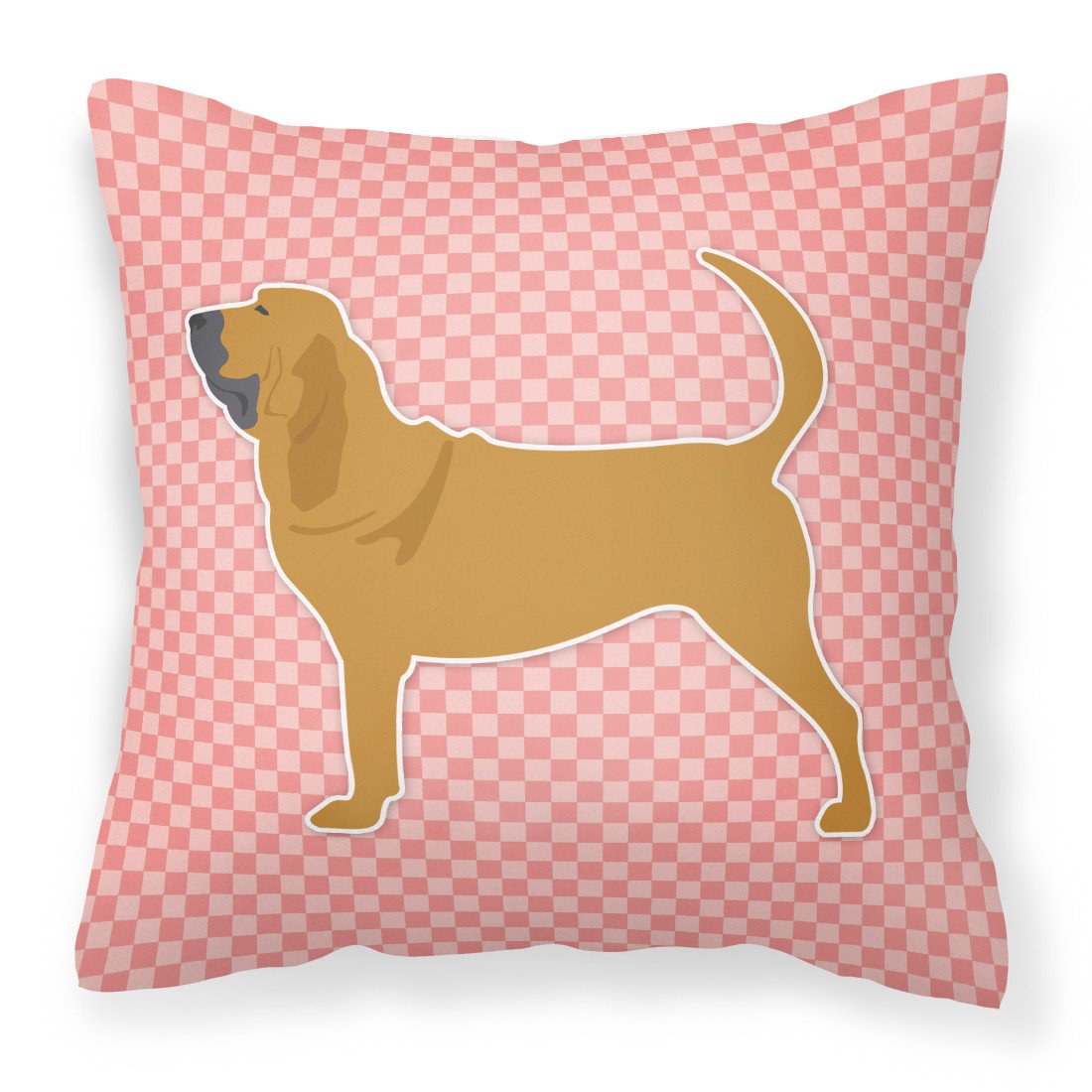 Bloodhound Checkerboard Pink Fabric Decorative Pillow BB3584PW1818 by Caroline's Treasures