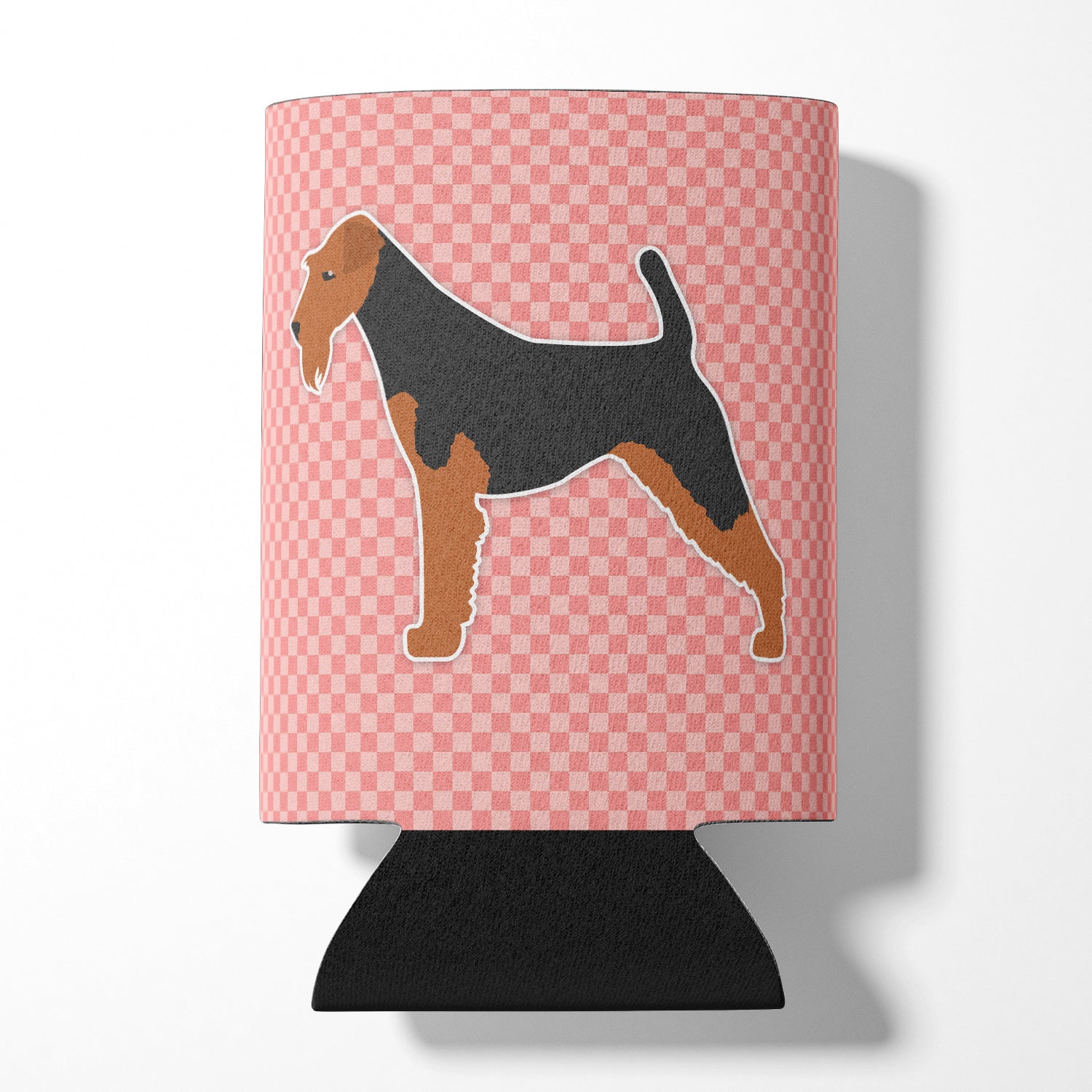 Welsh Terrier Checkerboard Rose Canette ou porte-bouteille BB3585CC