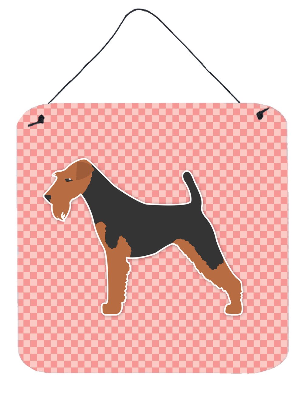 Welsh Terrier Checkerboard Pink Wall or Door Hanging Prints BB3585DS66 by Caroline&#39;s Treasures