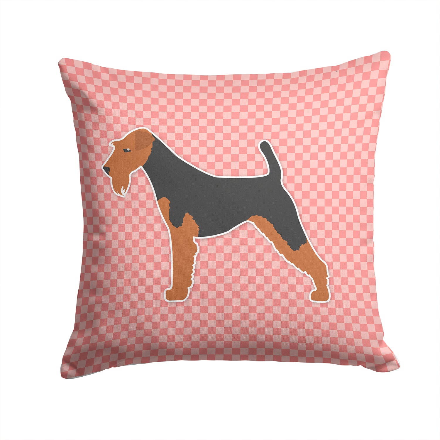 Welsh Terrier Checkerboard Pink Fabric Decorative Pillow BB3585PW1414 - the-store.com