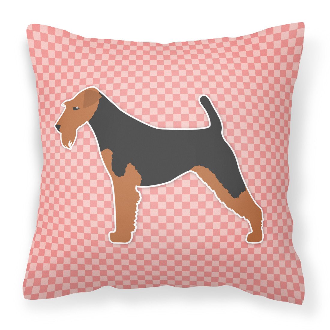 Welsh Terrier Checkerboard Pink Fabric Decorative Pillow BB3585PW1818 by Caroline&#39;s Treasures