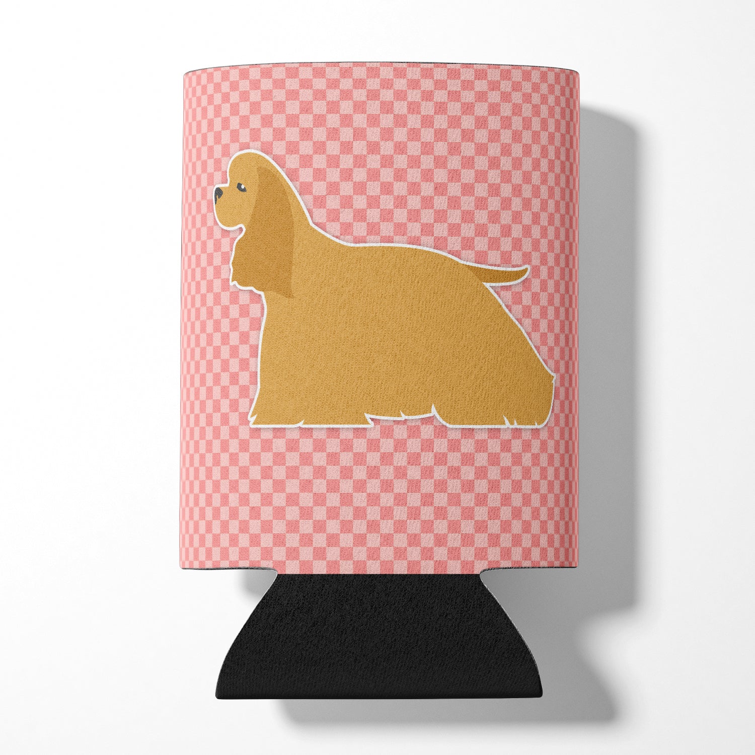 Cocker Spaniel Checkerboard Pink Can or Bottle Hugger BB3586CC  the-store.com.