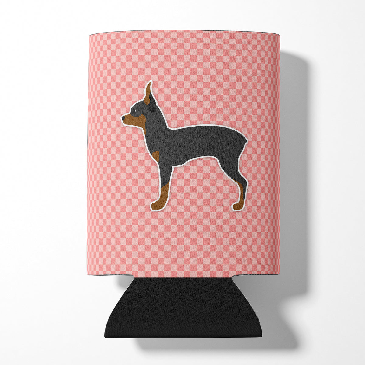 Toy Fox Terrier Checkerboard Pink Can or Bottle Hugger BB3587CC