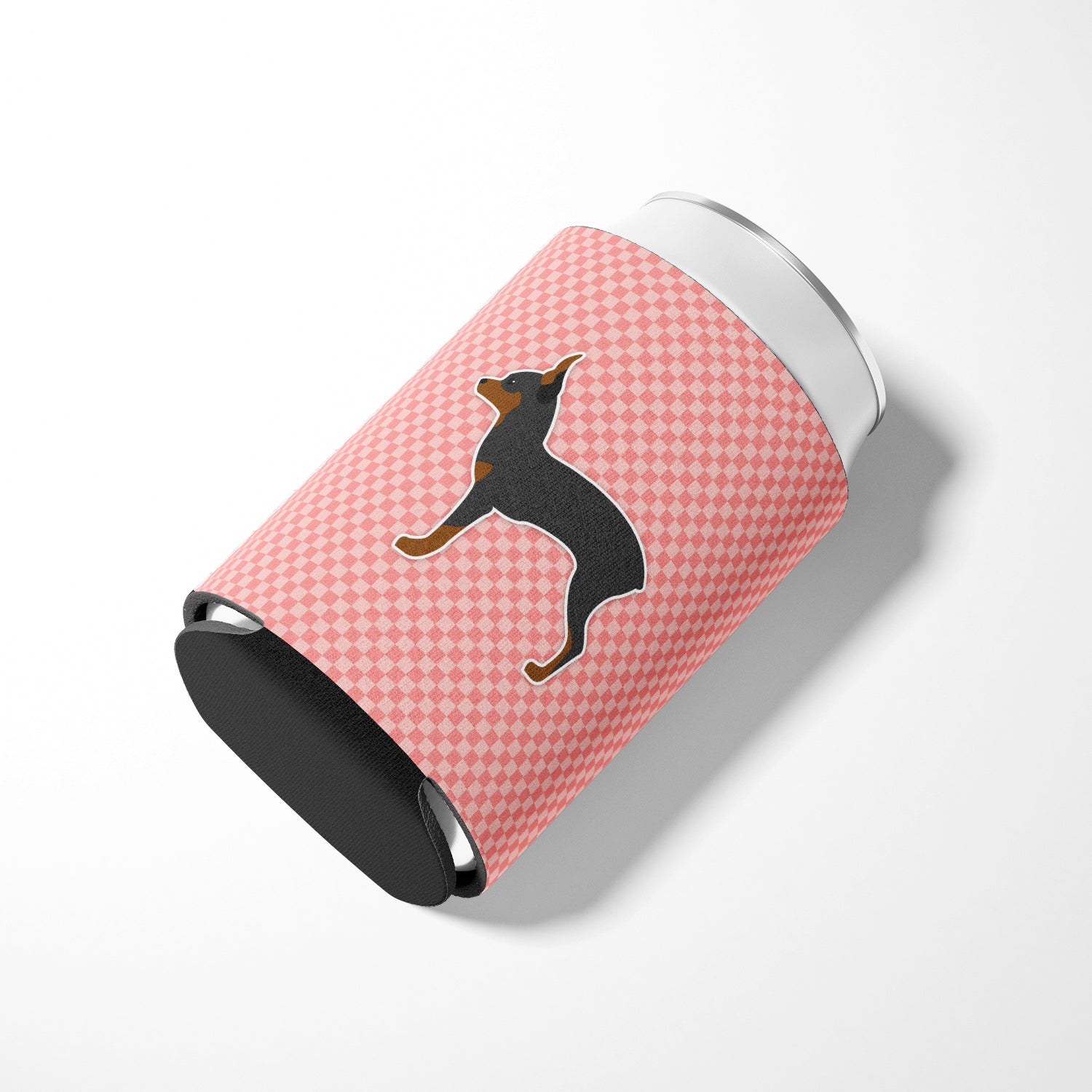 Toy Fox Terrier Checkerboard Pink Can or Bottle Hugger BB3587CC  the-store.com.