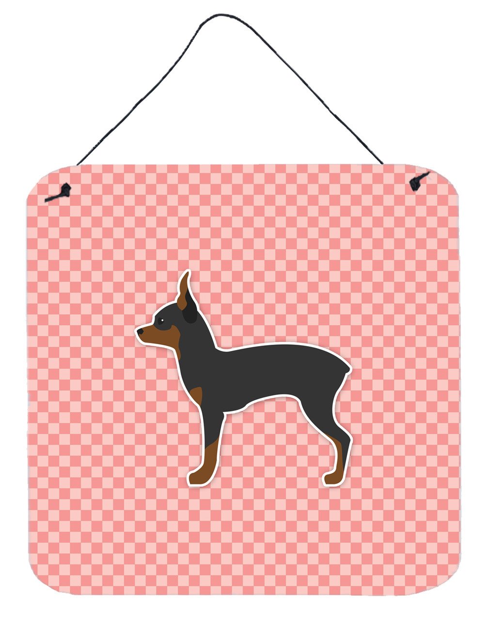 Toy Fox Terrier Checkerboard Pink Wall or Door Hanging Prints BB3587DS66 by Caroline&#39;s Treasures