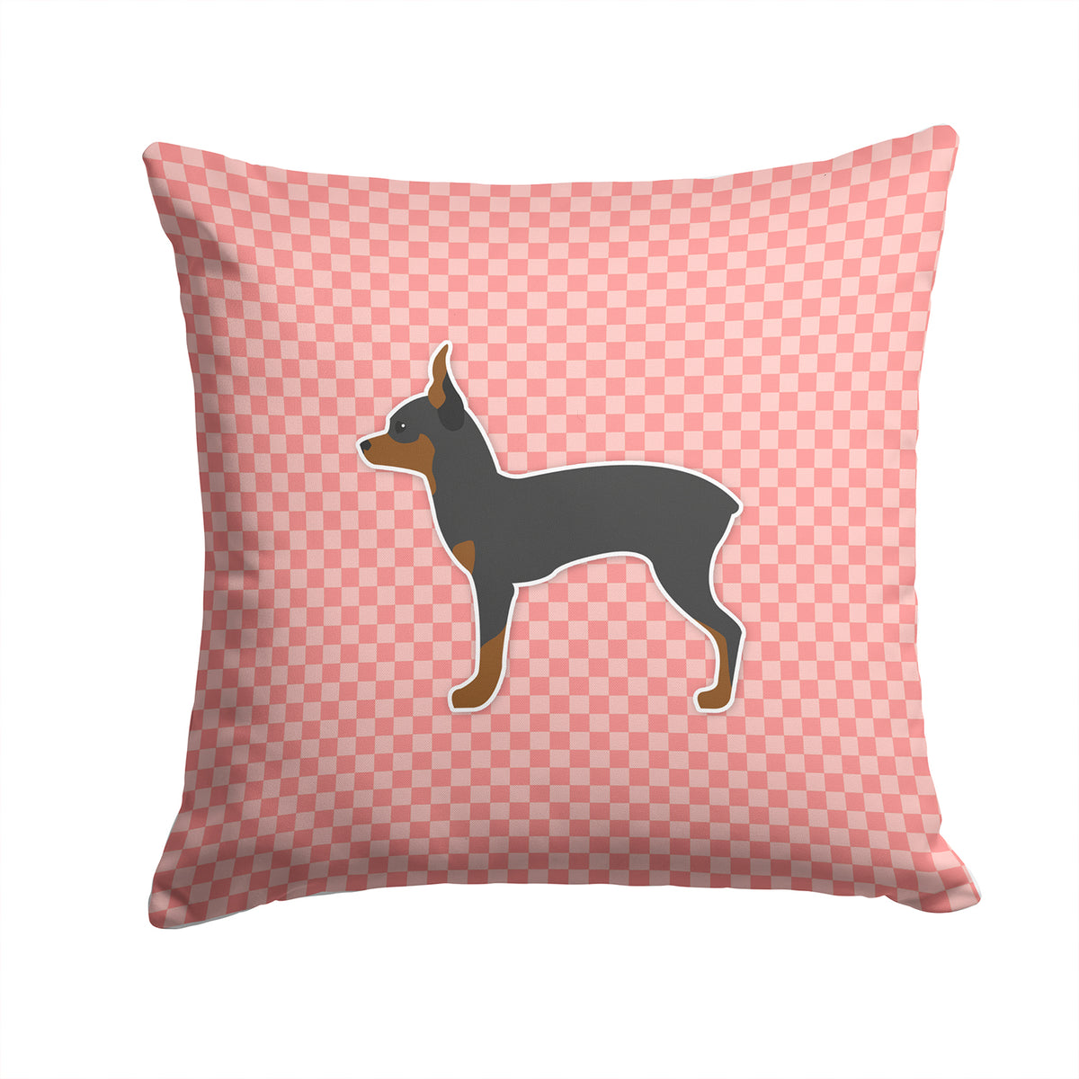 Toy Fox Terrier Checkerboard Pink Fabric Decorative Pillow BB3587PW1414 - the-store.com