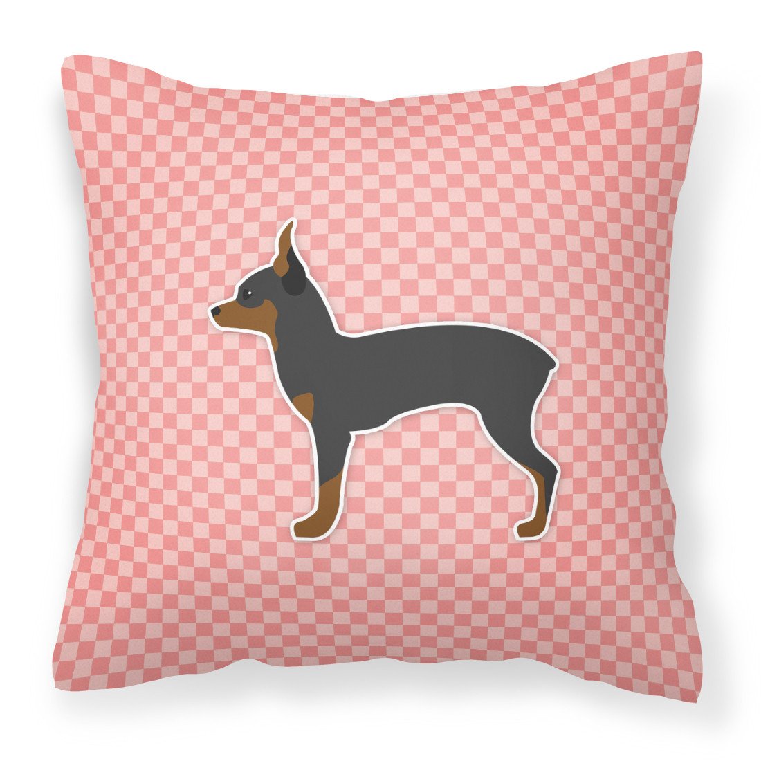 Toy Fox Terrier Checkerboard Pink Fabric Decorative Pillow BB3587PW1818 by Caroline's Treasures