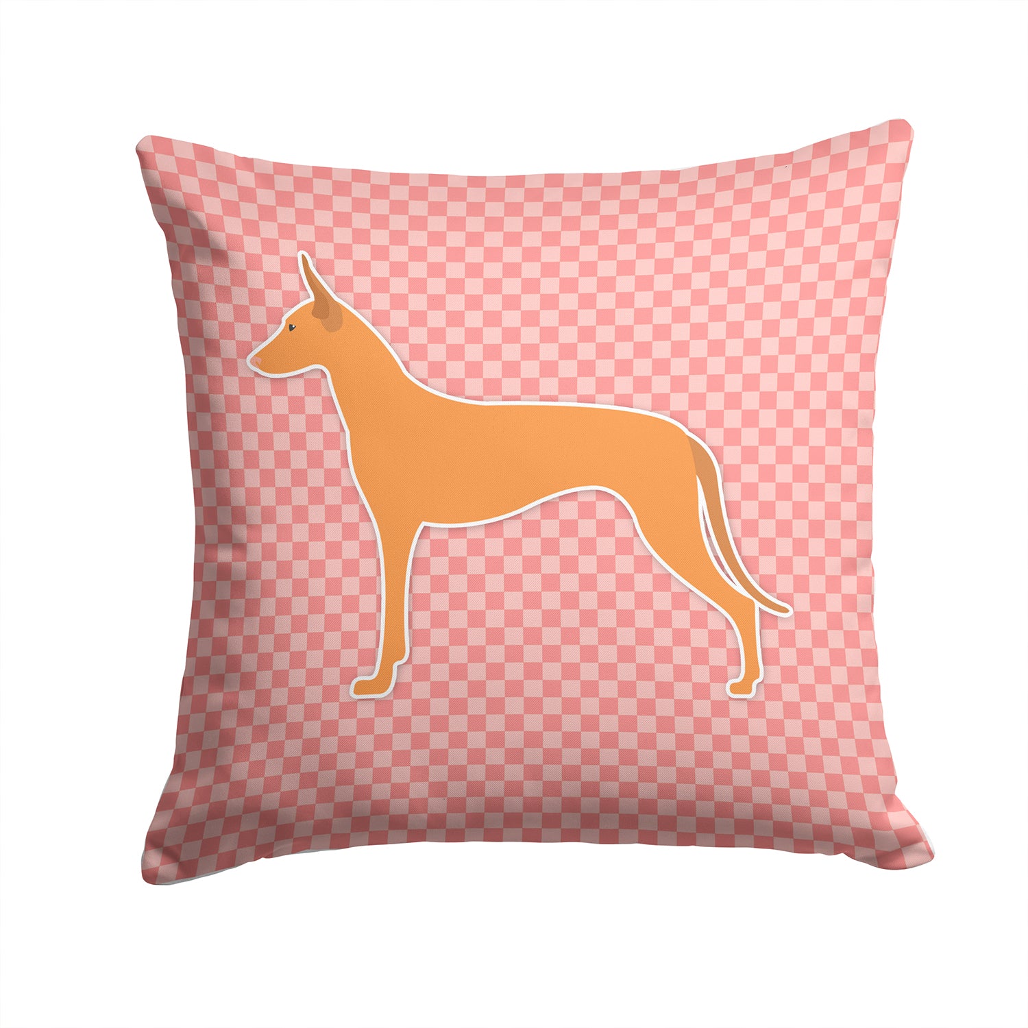 Pharaoh Hound Checkerboard Pink Fabric Decorative Pillow BB3588PW1414 - the-store.com