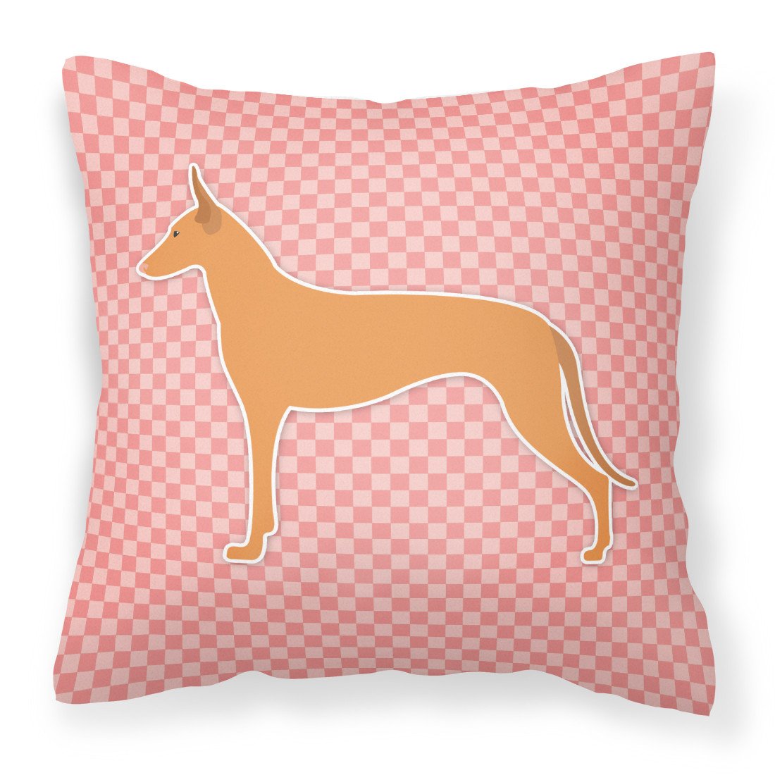 Pharaoh Hound Checkerboard Pink Fabric Decorative Pillow BB3588PW1818 by Caroline&#39;s Treasures