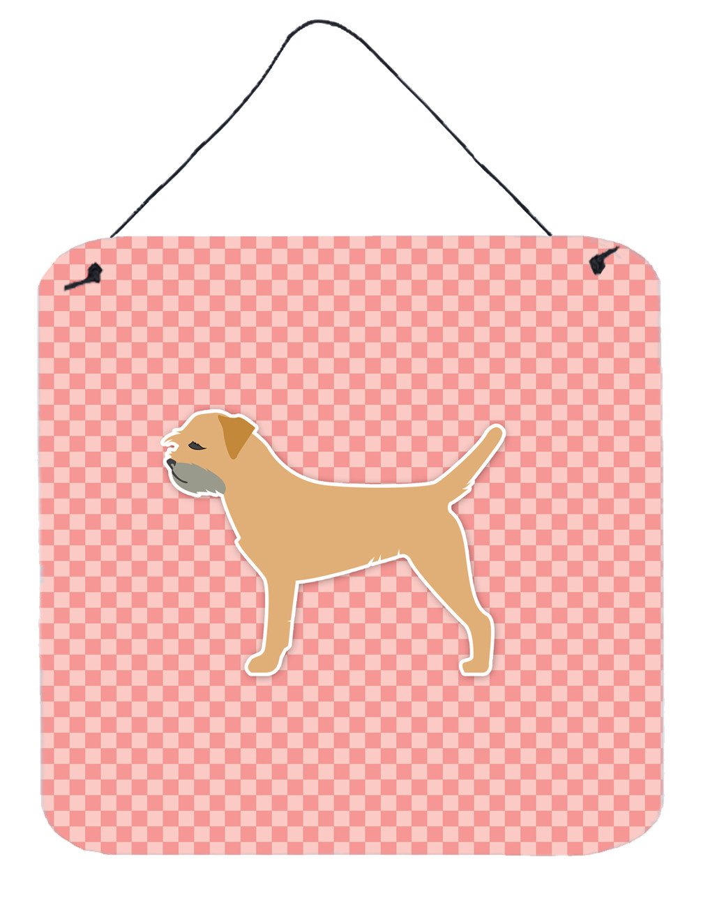 Border Terrier Checkerboard Pink Wall or Door Hanging Prints BB3589DS66 by Caroline's Treasures