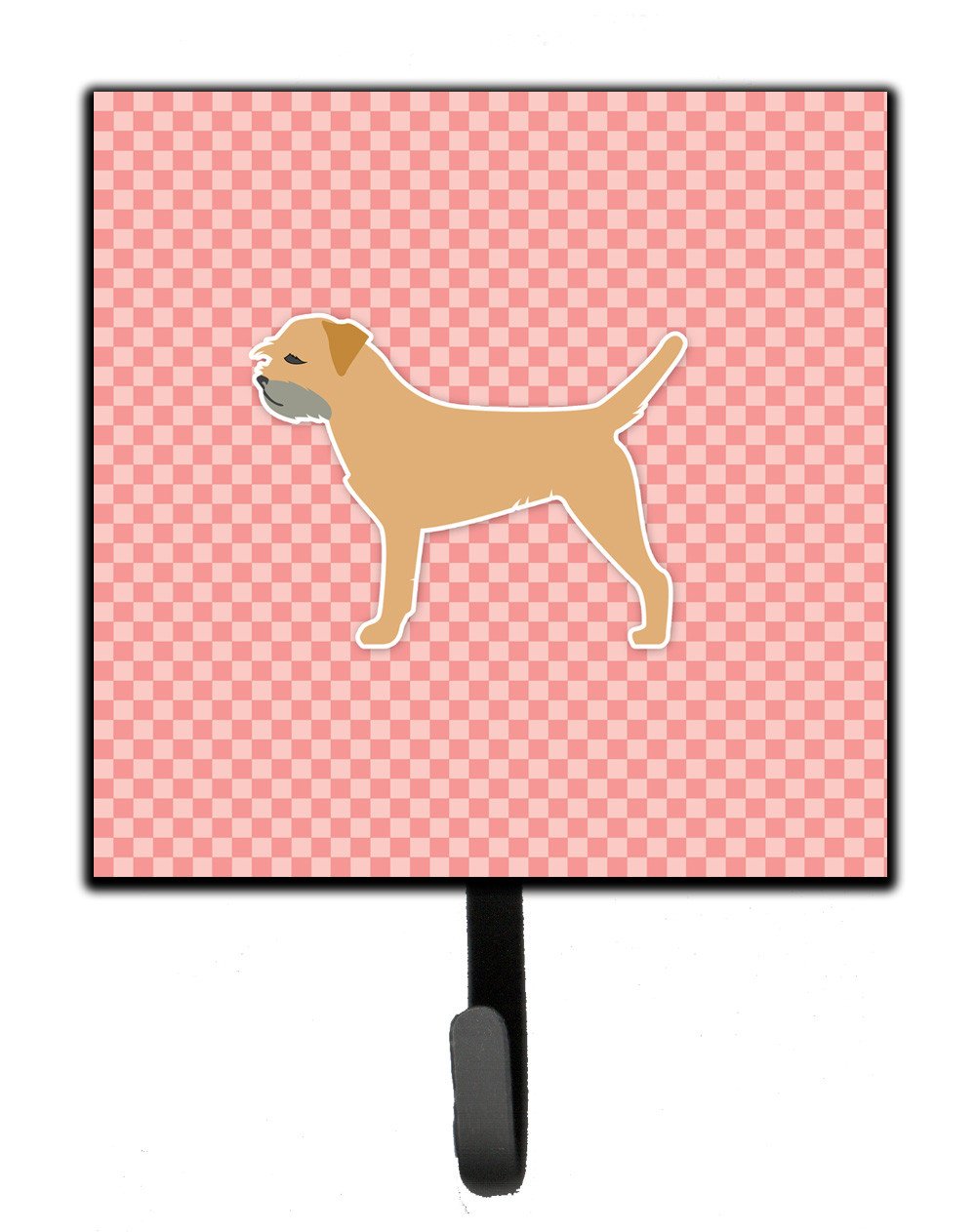 Border Terrier Checkerboard Pink Leash or Key Holder BB3589SH4 by Caroline&#39;s Treasures