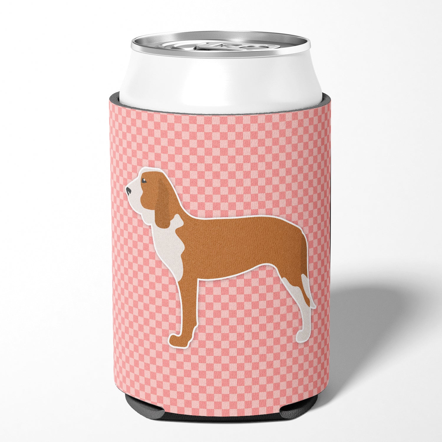 Spanish Hound Checkerboard Pink Can or Bottle Hugger BB3591CC  the-store.com.
