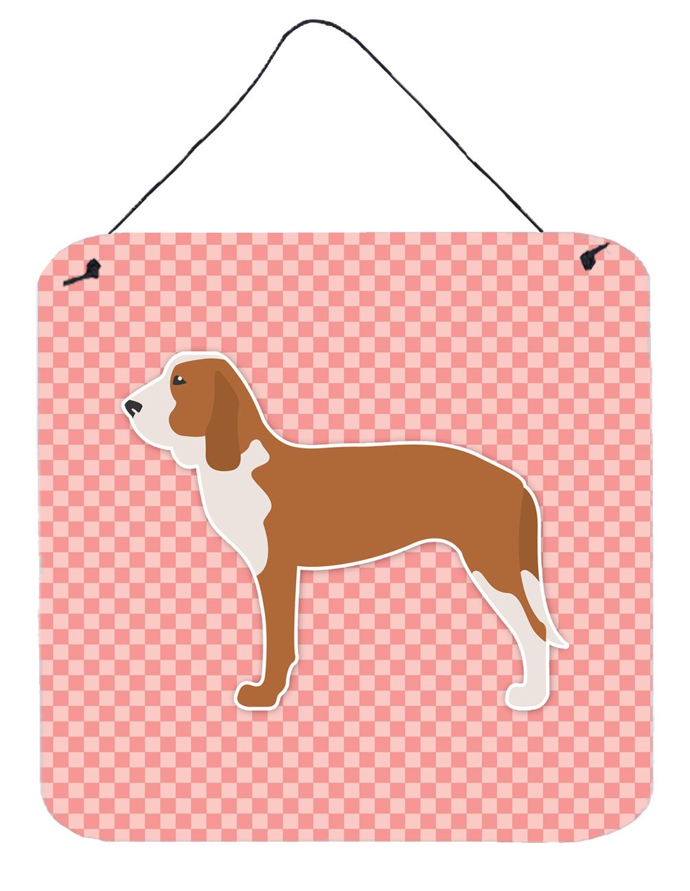 Spanish Hound Checkerboard Pink Wall or Door Hanging Prints BB3591DS66 by Caroline&#39;s Treasures
