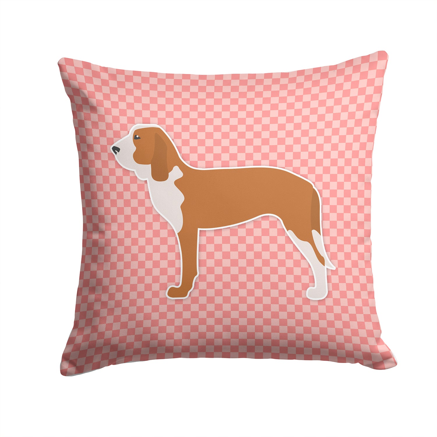 Spanish Hound Checkerboard Pink Fabric Decorative Pillow BB3591PW1414 - the-store.com