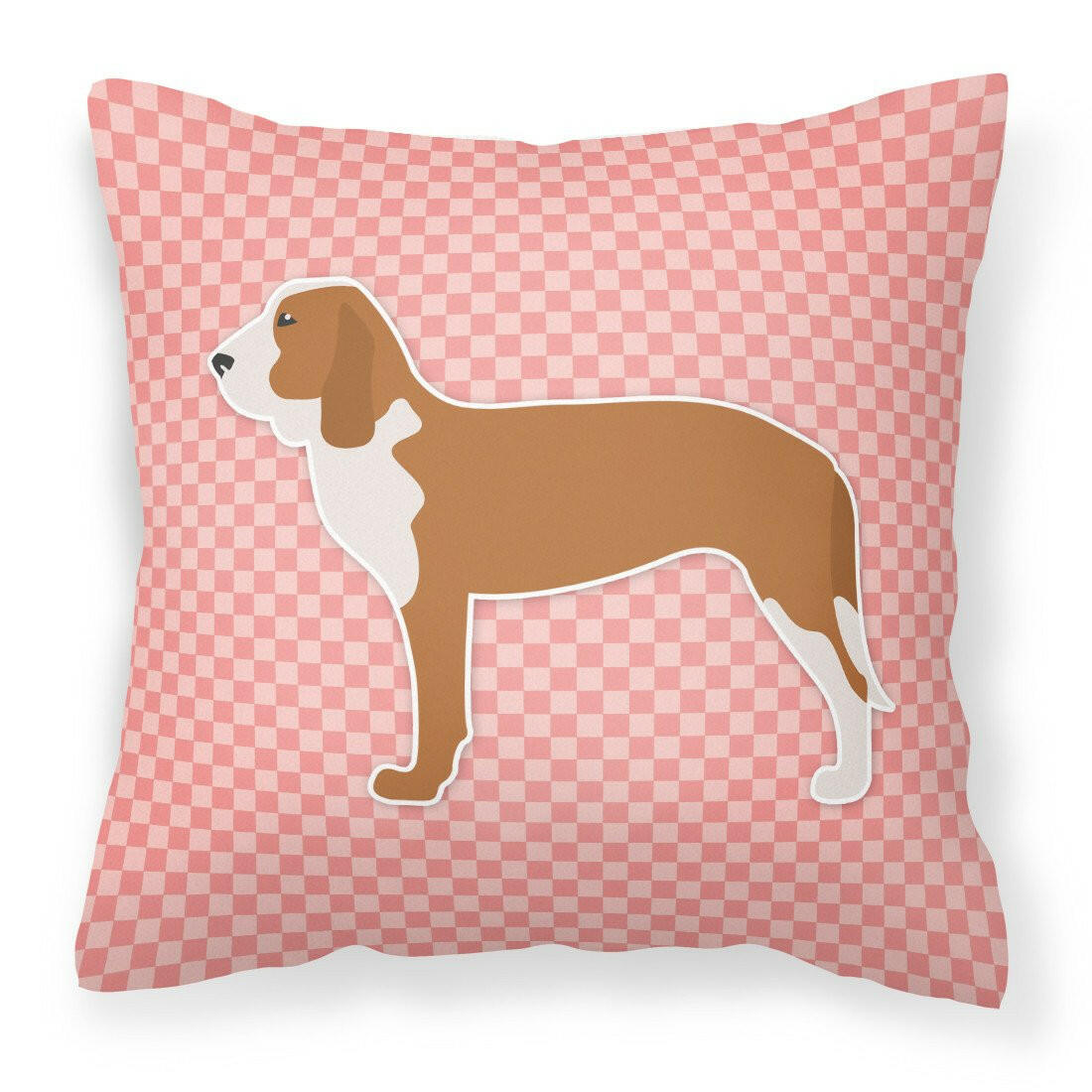 Spanish Hound Checkerboard Pink Fabric Decorative Pillow BB3591PW1818 by Caroline&#39;s Treasures
